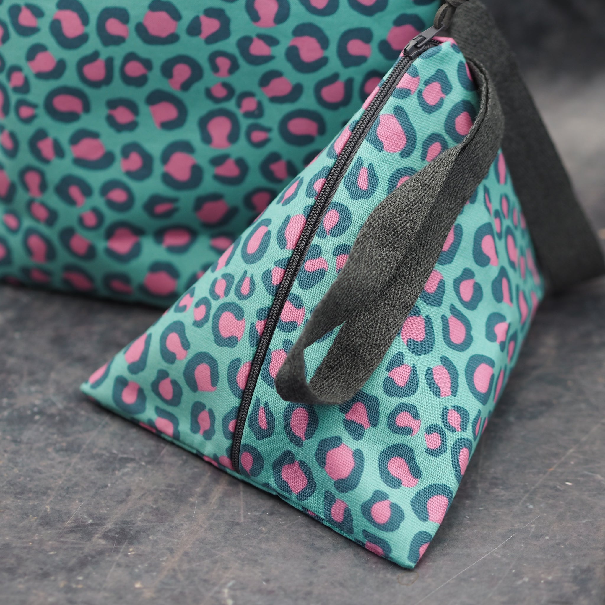 Turquoise Leopard Print - Handmade Cotton Project Bags