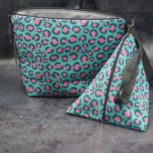 Turquoise Leopard Print - Handmade Cotton Project Bags