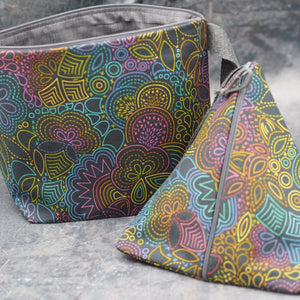 Rainbow Embroidery - Handmade Cotton Project Bags