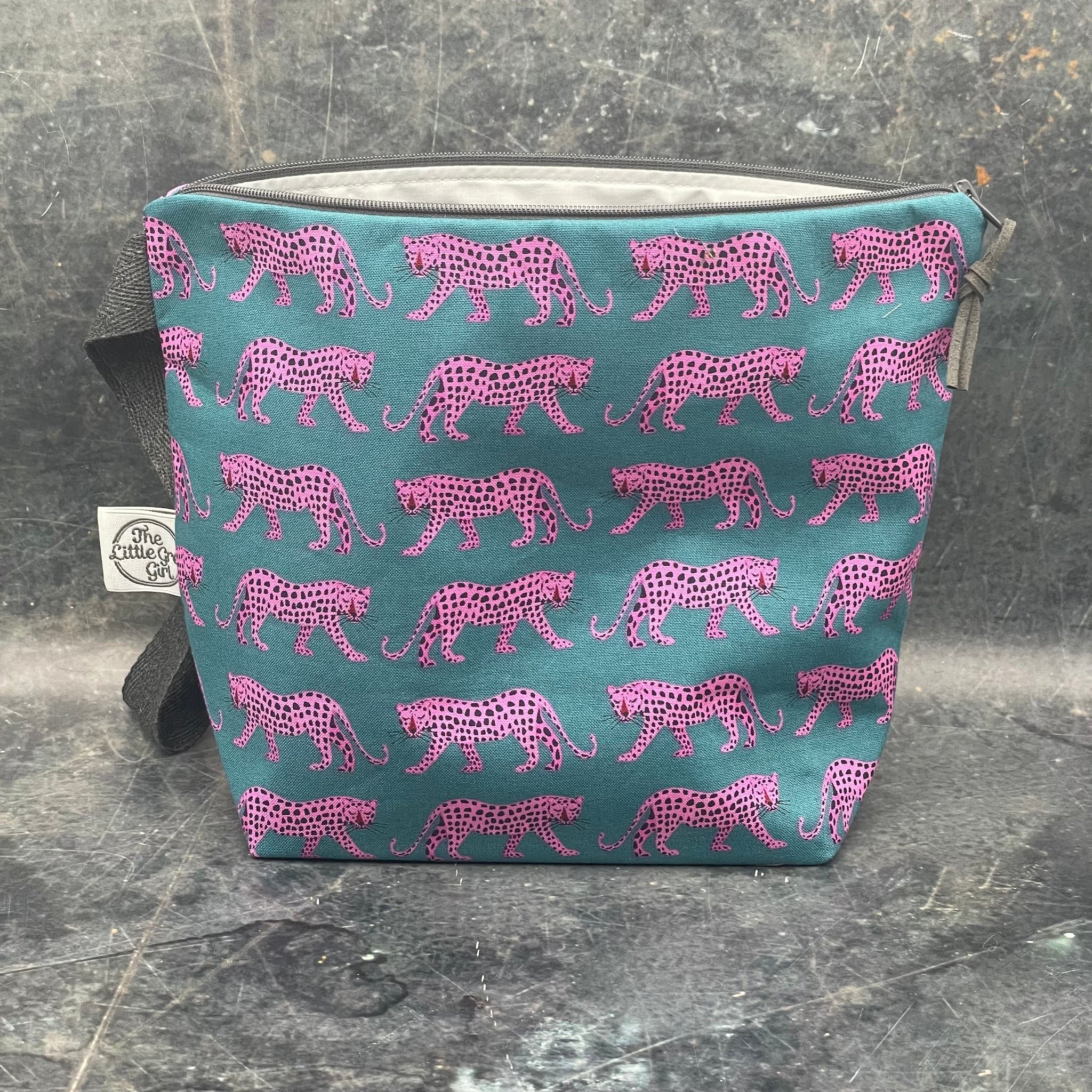 Bright Pink Cheetahs - Handmade Cotton Project Bags