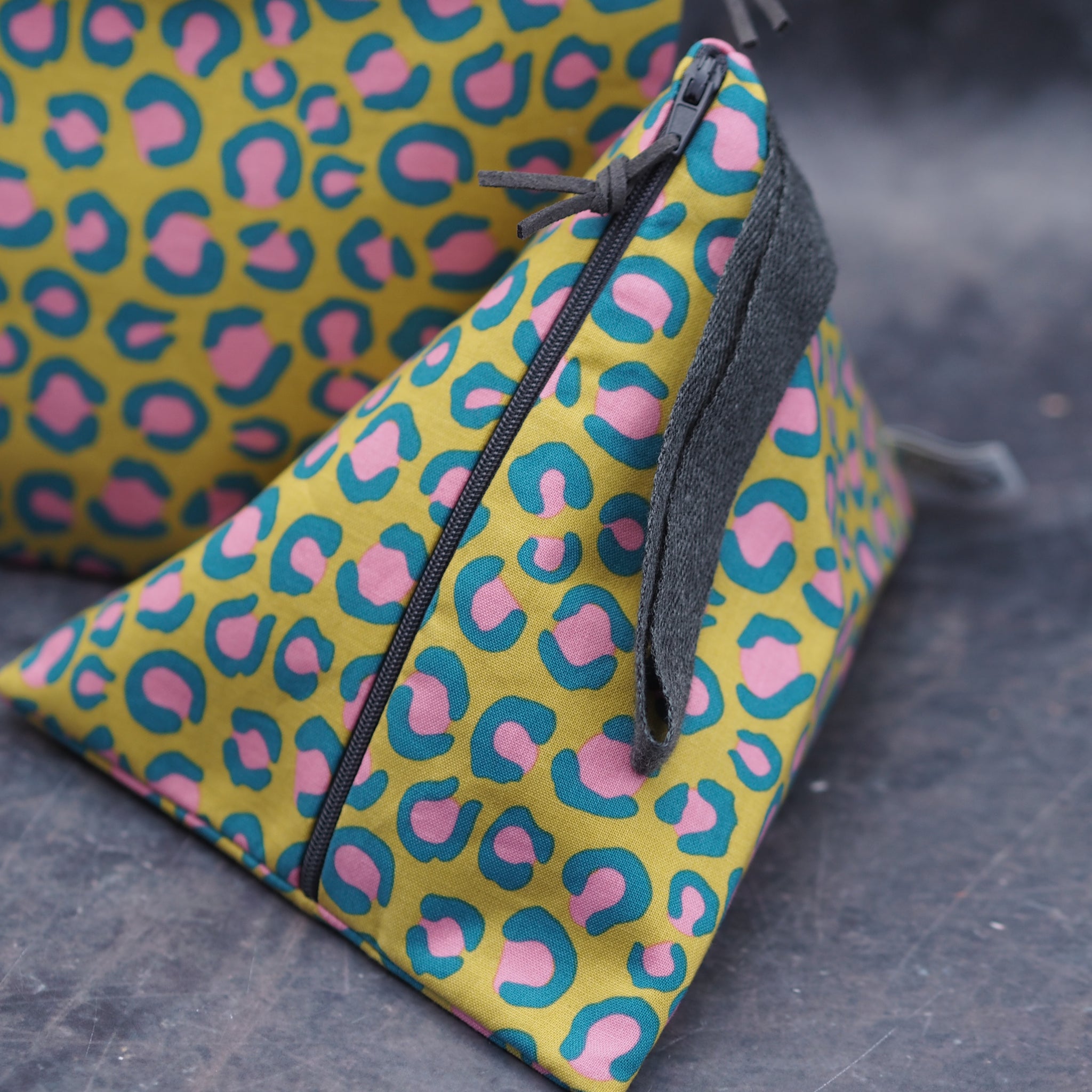 Lime Leopard Print - Hand Made Cotton Project Bags