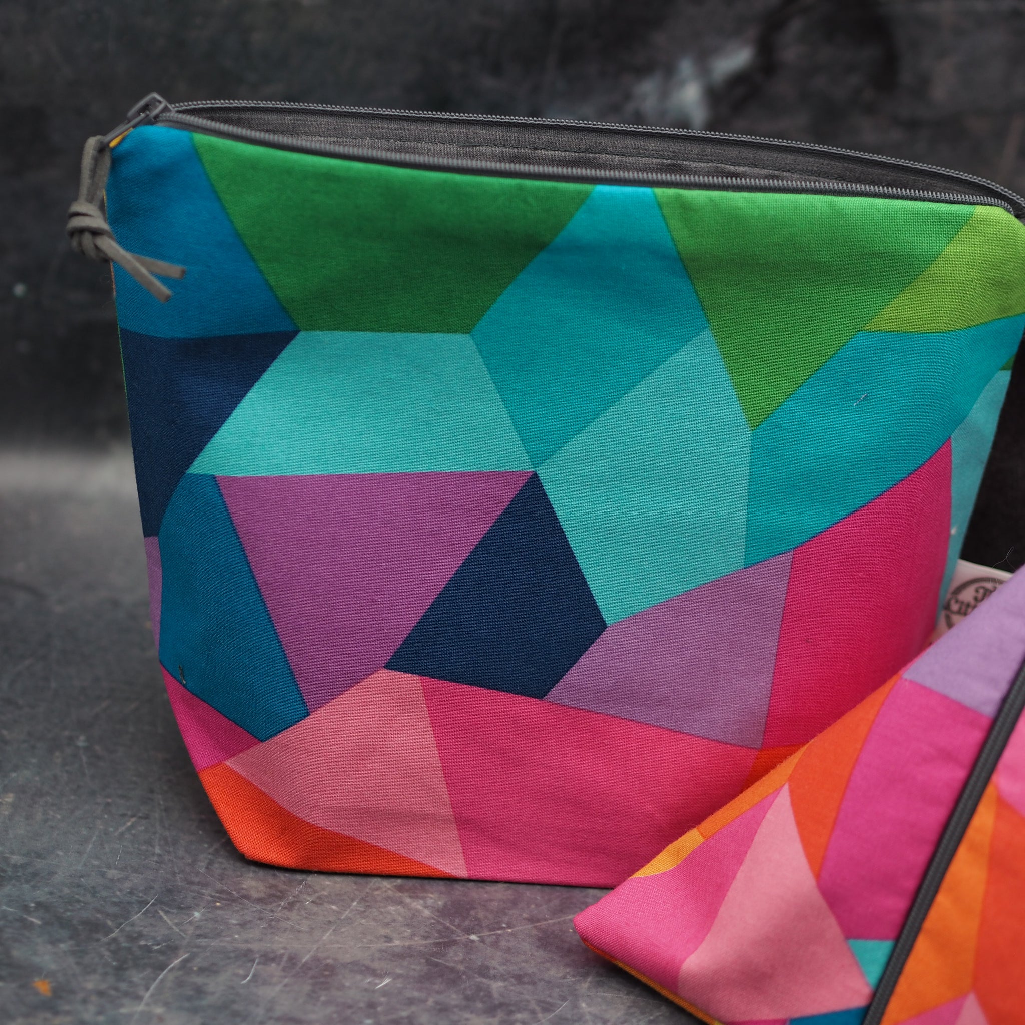 Bright Geometric Shapes - Handmade Cotton Project Bags