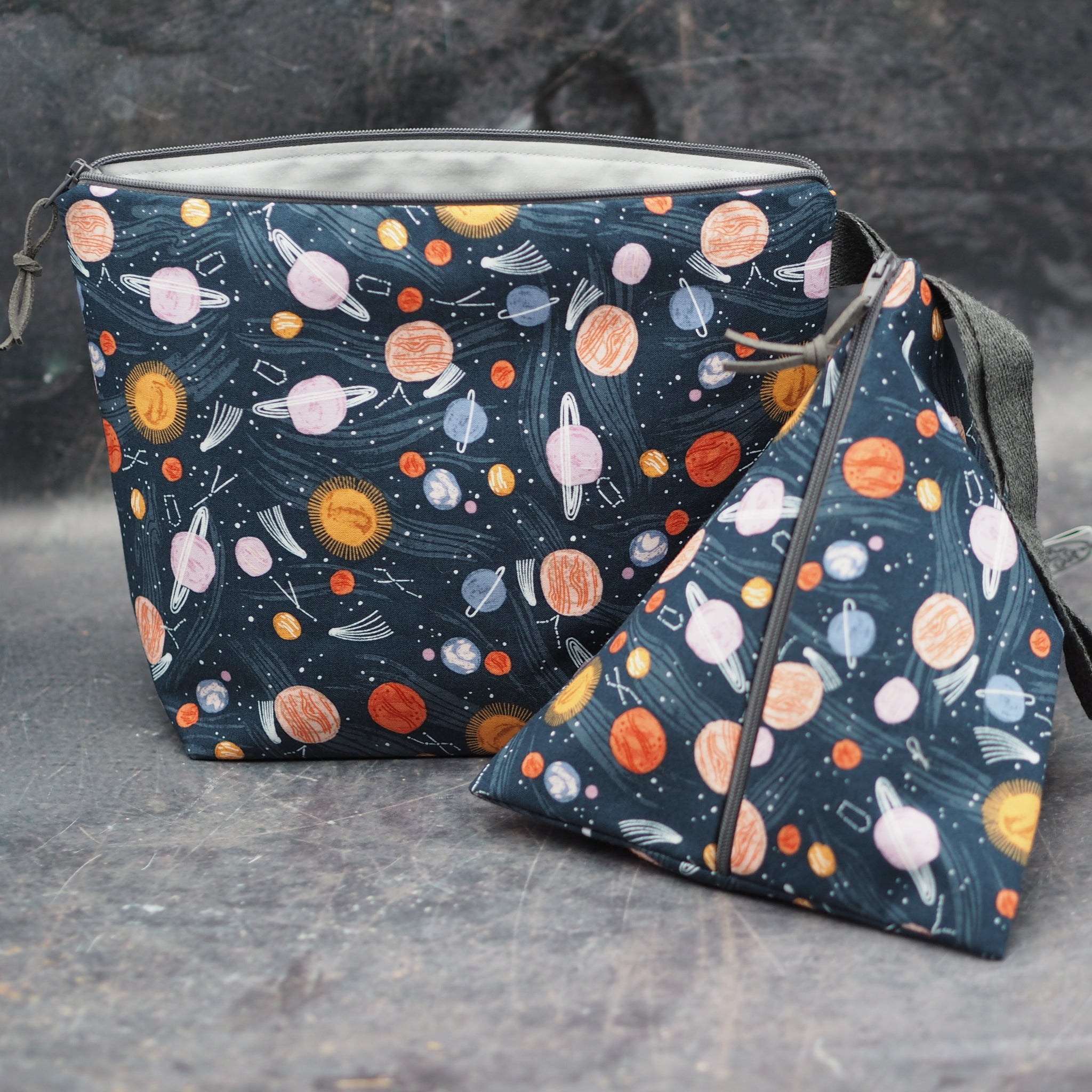 Night Ride Galaxy Space - Handmade Cotton Project Bags