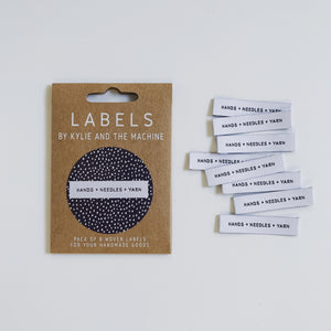 Kylie and the Machine "HANDS + NEEDLES + YARN" Woven Labels 8 Pack - The Little Grey Girl